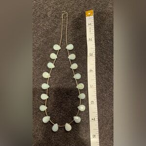 15” TEARDROP BLUE/GREEN STONE NECKLACE - VERY FEMININE, DELICATE & PRETTY ON
